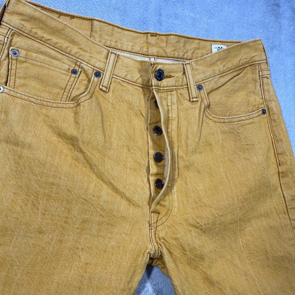 Levi's 501 Jeans Mens 31(30)x29(27) Yellow White Oak Cone Denim Button Fly - Picture 6 of 12